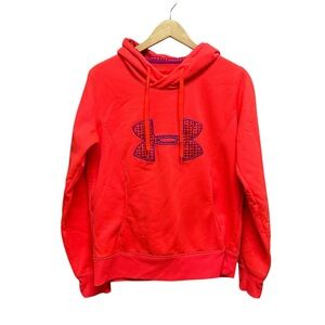 Under Armour Neon Pink Hoodie Sweatshirt Semi Fit Cold Gear Size M